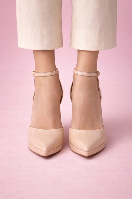 CHAUSSURE À TALON EN CUIR VERNIS ET PLATEFORME