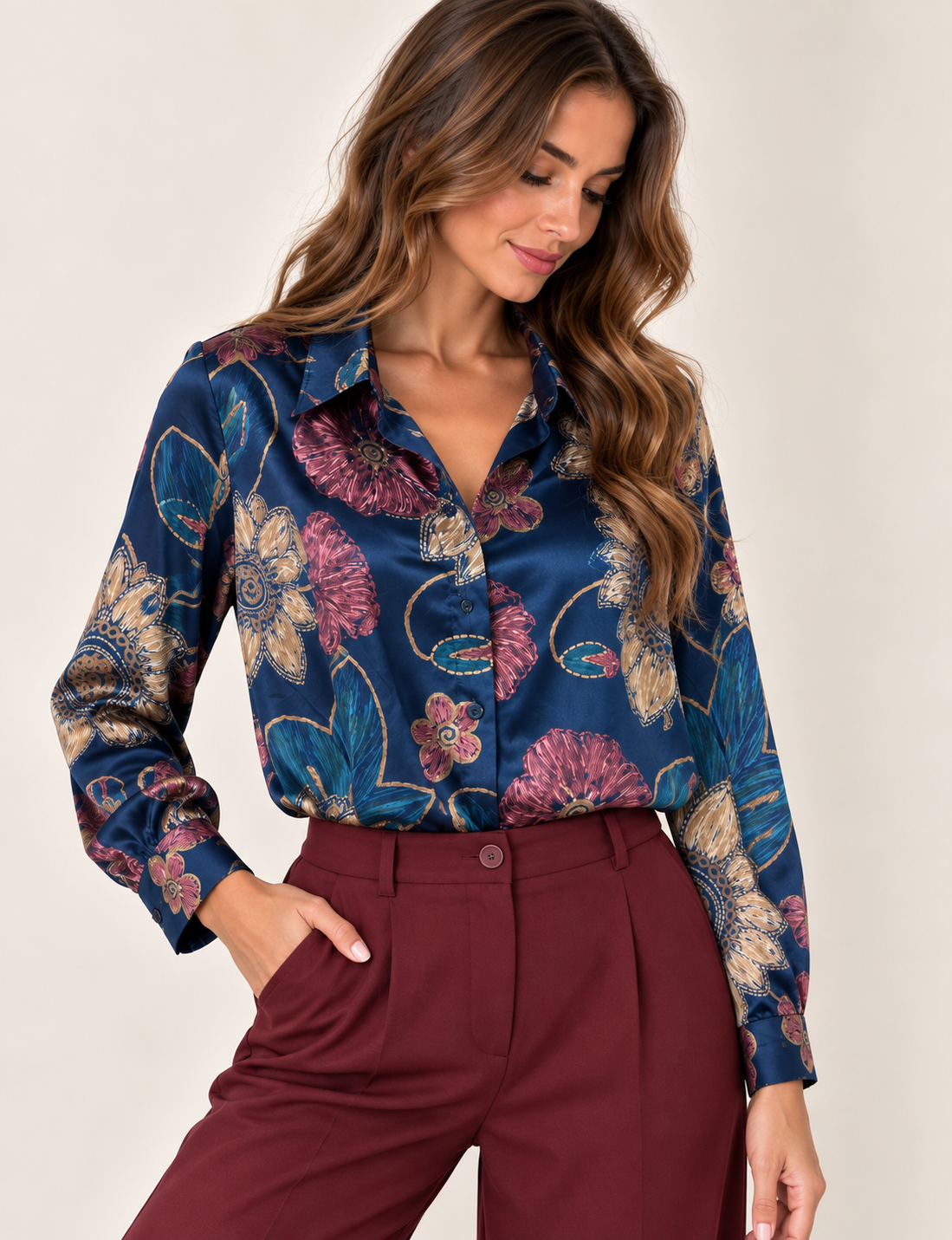 CAMISA SATINADA FLORES