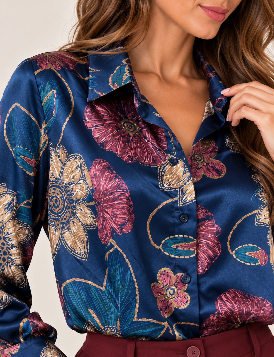 CAMISA SATINADA FLORES