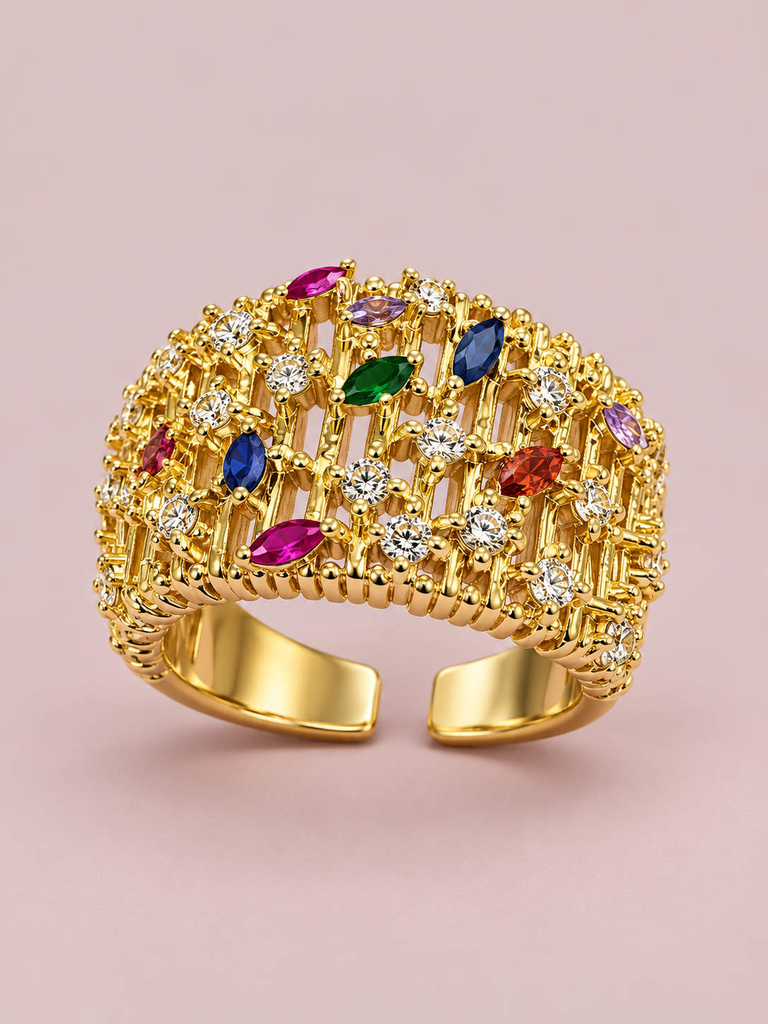 Anillo celosía cristales