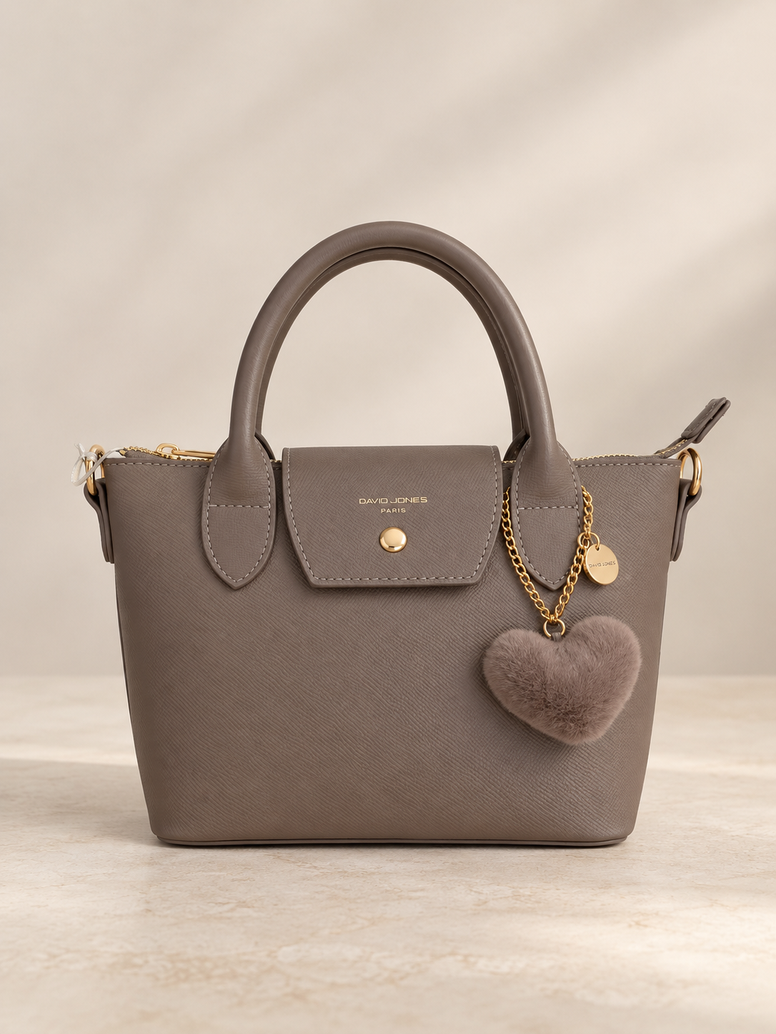 Bolso corazón bandolera taupe