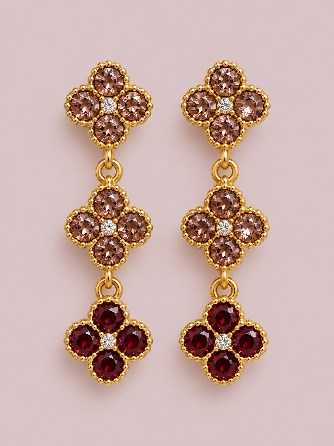 Pendientes trébol cristales