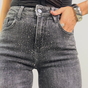 PANTALON VAQUERO GRIS CRISTALES