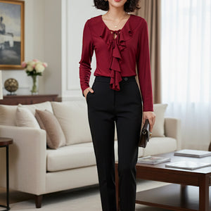 BLUSA EFECTO LICRA VOLANTE