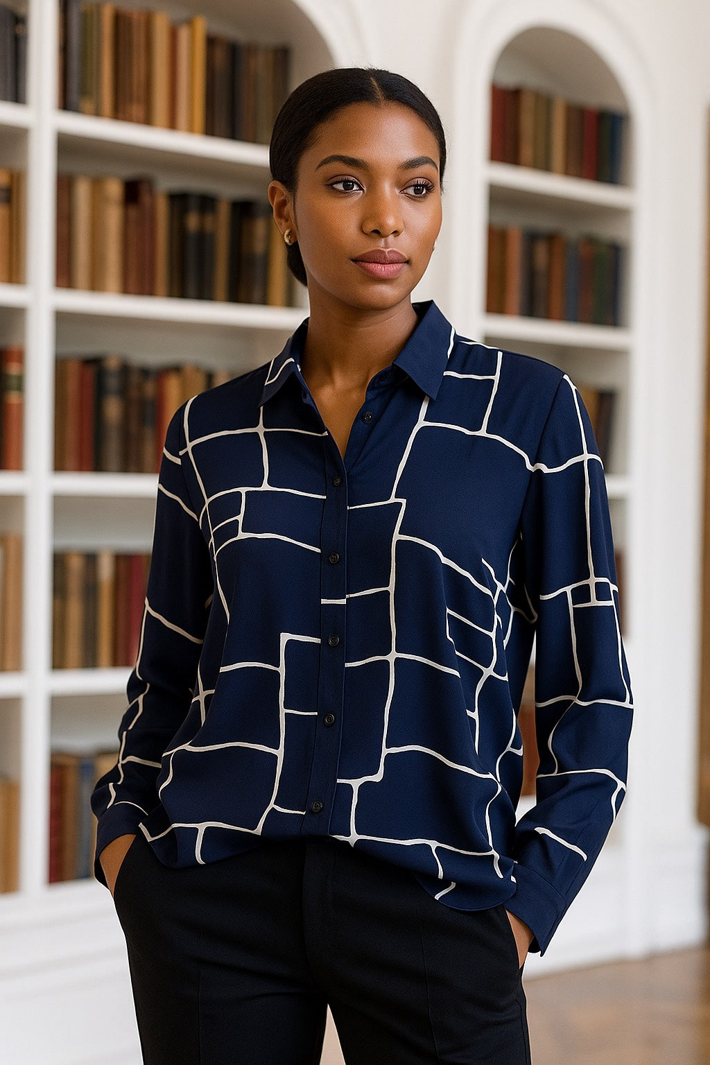 CAMISA AZUL ABSTRACT