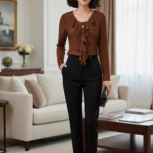 BLUSA EFECTO LICRA VOLANTE